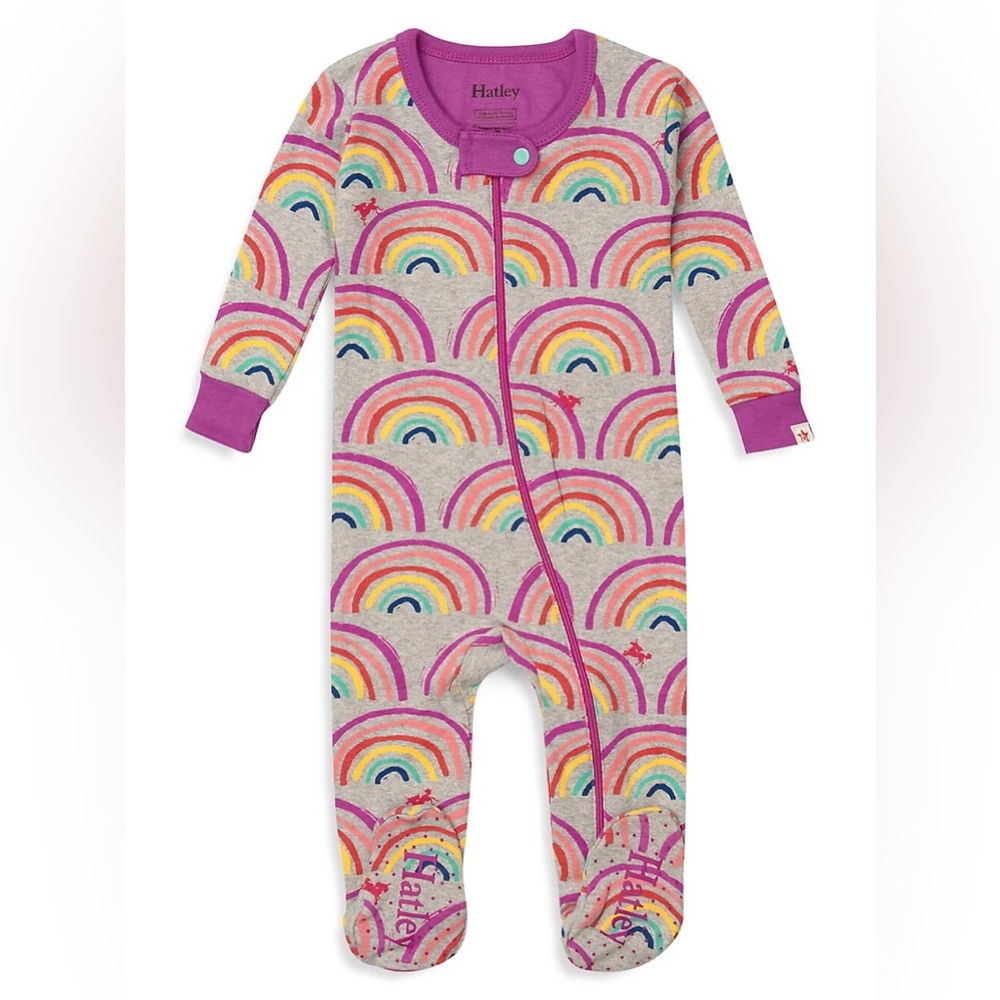 NWT Hatley Baby Footed Pajamas Rainbow Dreams 6-9 months 100% Organic Cotton